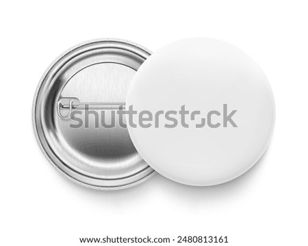 White pin button badge mockup.  Vector illustration isolated on white background. Ready and simple to use for your design. The mock-up will make the presentation look as realistic. EPS10.