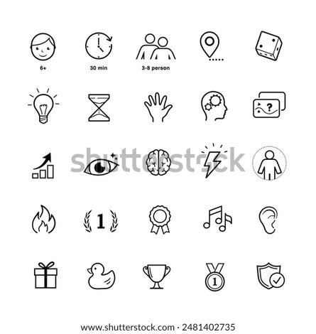 Board game icons set. The outline icons are well scalable and editable. Contrasting elements are good for different backgrounds. EPS10.	