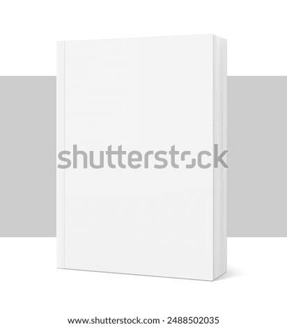 Blank softcover book mockups. Vector illustration isolated on white and grey background. It can be used for promo, catalogs, brochures, magazines, etc. Ready for your design. EPS10.