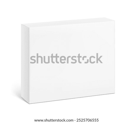 Realistic white closed paperboard box mockup. Vector illustration isolated on white background. Taking your 2D designs into 3D. Can be use for medicine, food, cosmetic and other. EPS10.