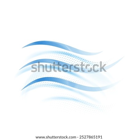 Abstract blue waves for air flow. Vector illustration isolated on white background. Can be use for your design, package, adv. EPS10.