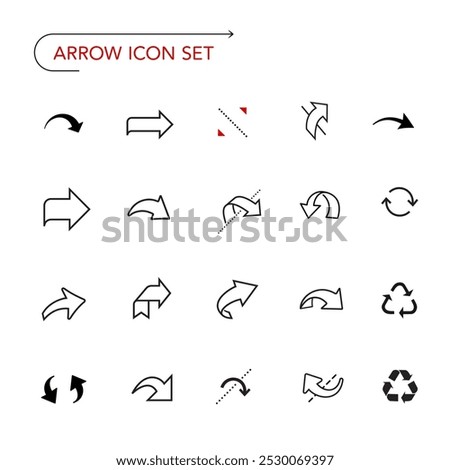 Arrows icons set. Vector stroke icons set. Set perfect for show direction, logo design, packaging instruction and other. EPS10.