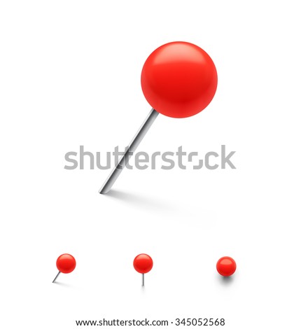 Set of push pins in different foreshortening. Vector illustration.