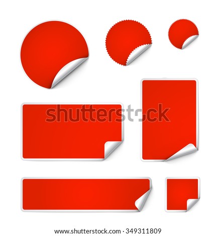 Set of curled stickers isolated on white background. Vector illustration. It can be use for price, promo, adv and etc.