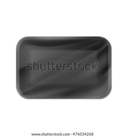 Mockup template polystyrene tray container. Vector illustration on white background. Ready for your design.