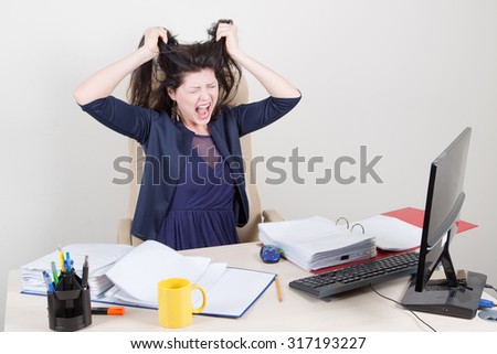 angry screaming woman in office