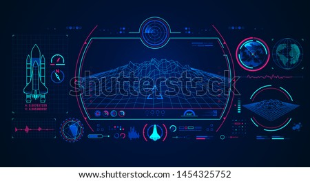 graphic of spaceship interface with digital technology element