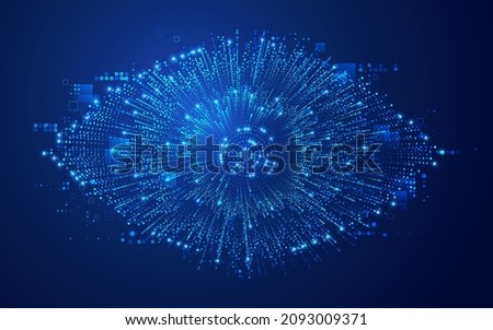 concept of cyberspace or digital transformation, graphic of dotted eye with futuristic element