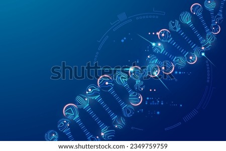 concept of DNA data storage or synthetic biology, graphic of genetic helix combined with electronic pattern