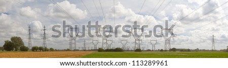 power line electricity distribution network high mast  with industrial  electrical cable