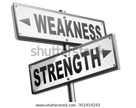 strength or weakness being strong or weak overcome problems accept the challenge to success 商業照片 © 