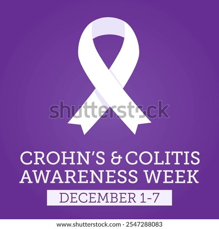 Crohn's and Colitis Awareness Week , December 1-7. Modern elegant vector illustration, template, card with ribbon and text. Health concept. 