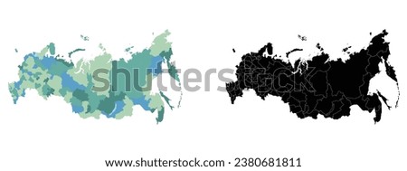 Russia vector silhouette map white background