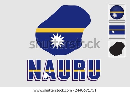 Nauru flag and map in a vector graphic