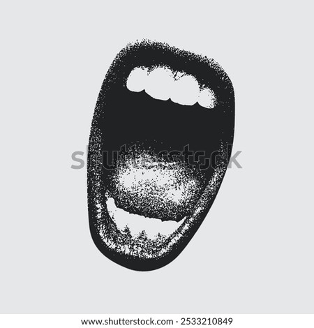 Mouth screams for a halftone stipple collage design reminiscent of grunge punk Y2K.