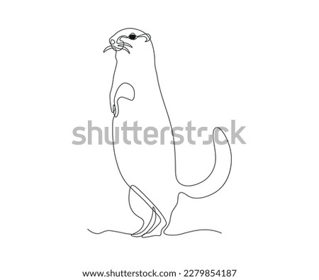 abstract Standing Gopher Continuous On Line Drawing