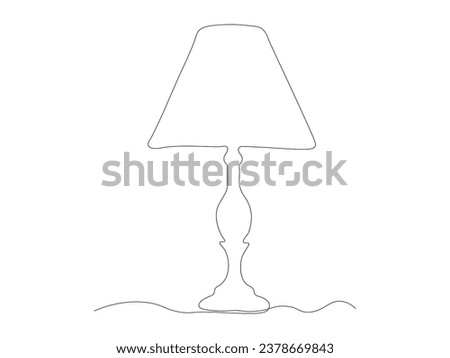 Abstract table lamp with lampshade continuous one line art drawing