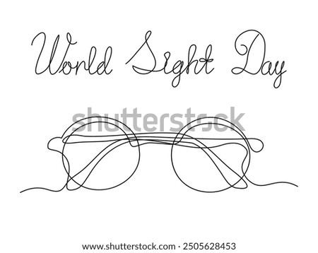 World Sight Day.Abstract glasses. continuous one line art hand drawing sketch, logo