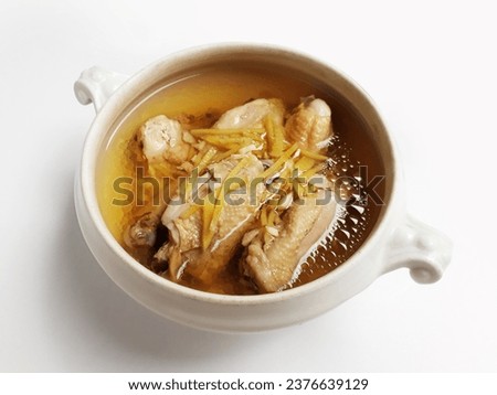 Similar – Image, Stock Photo Served chicken soup with carrot and zucchini