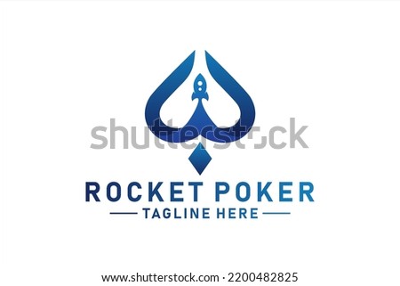 Travel Poker Spade logo with Rocket design concept.