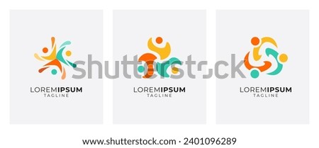 Community logo vector. Circle three abstract people logo vector, team, group, meeting, together and family