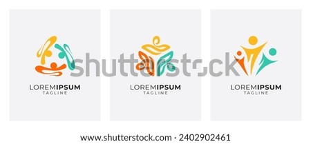 Community logo vector. Circle three abstract people logo vector, team, group, meeting, together and family