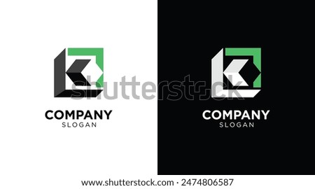 Monogram letter K logo. K box square vector icon