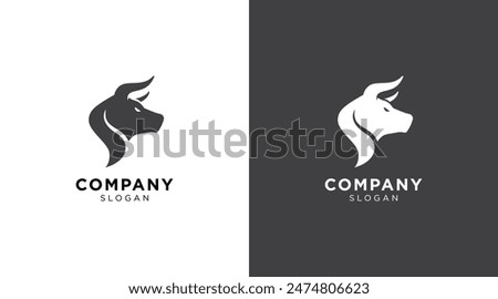 Buffalo cow ox bull head logo design template