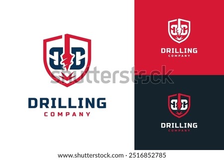 Drilling logo design. Letter G drill logo, boring machine logo design template