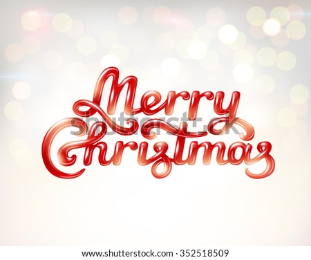 Merry Christmas Hand Lettering Signature On Beautiful Bokeh Background ...