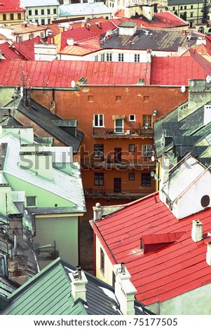 Apartment house and roofs in Europe