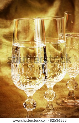 Wine glasses made of cut glass