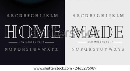 Creative Outline Double line monogram alphabet and tech fonts. Lines font regular uppercase and lowercase. Vector illustration.