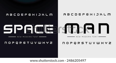 Modern abstract digital alphabet font. Minimal technology typography, Creative urban sport fashion futuristic font and with numbers. vector illustration