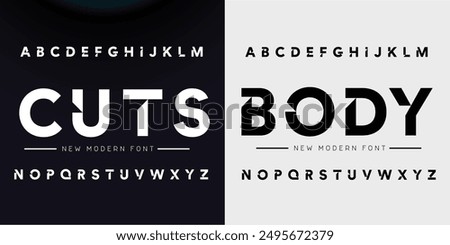 Design Modern abstract digital alphabet font. Minimal technology typography, Creative urban sport fashion futuristic font and with numbers. vector illustration.