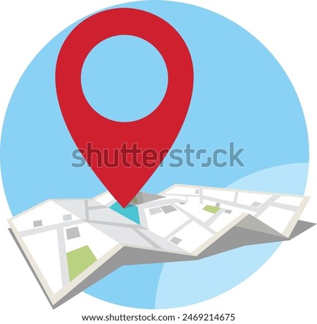 GPS.navigator pin blue color mock up with map on white background. illustration