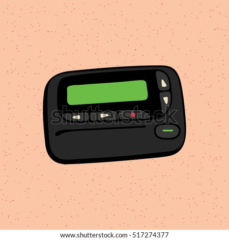 Pager The Old Wireless Telecommunication Technology Vector Illustration on Grunge Texture Background