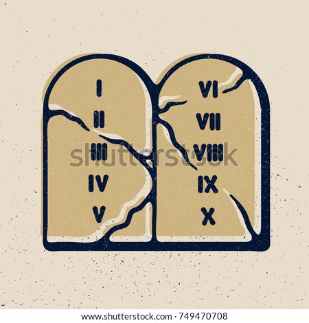 The Ten Commandments icon in cartoon style isolated on grunge texture background.