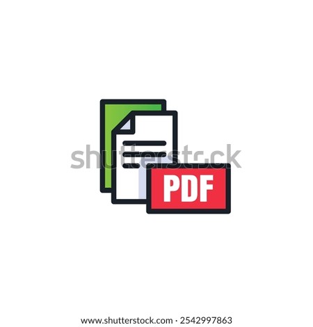 PDF file icon flat vector design