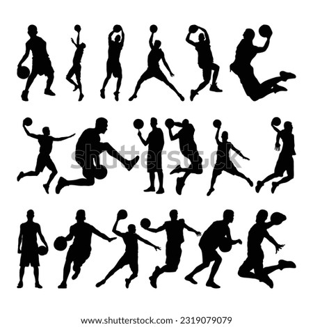 Silhouettes of Basketball Players Vector