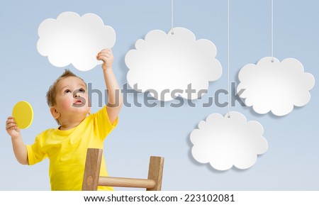 Similar – Image, Stock Photo Cute baby on ladder near pool