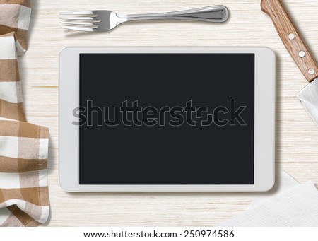 blank cooking recipe notes on tablet pc that looks similar to ipad