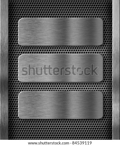 three metal plates over grid background