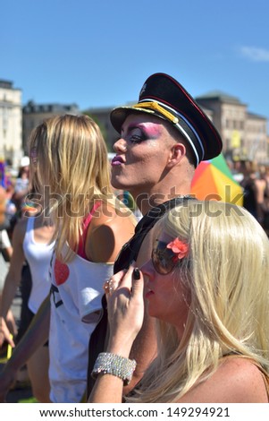 STOCKHOLM, SWEDEN - AUGUST 3: Stockholm Pride Parade 2013 on August 3, 2013 in Stockholm attracts 60000 participants and 600000 spectators.
