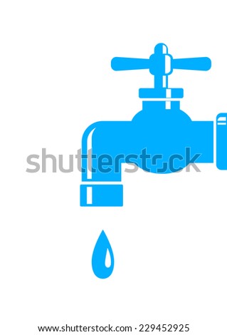 Blue faucet icon on white background