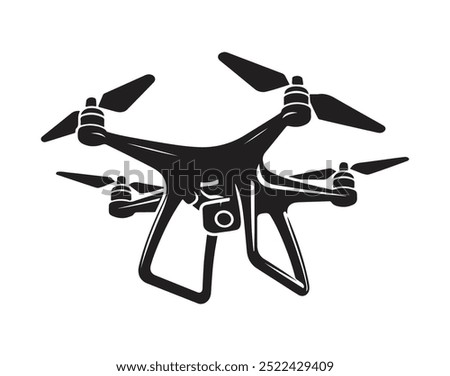 Drone silhouette vector illustration on white background