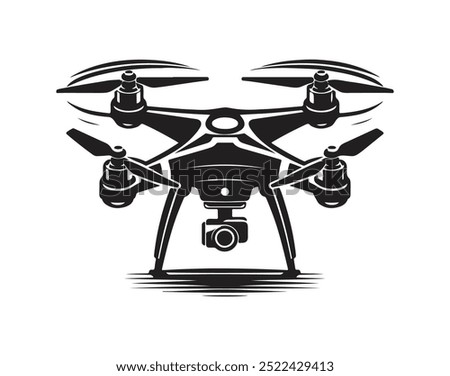 Drone silhouette vector illustration on white background