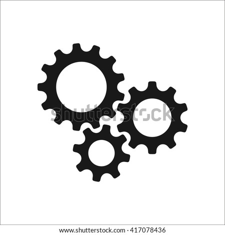 Three gear sign simple icon on  background