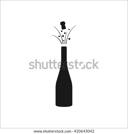 Champagne bottle explosion sign simple icon on  background