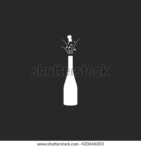 Champagne bottle explosion sign simple icon on  background